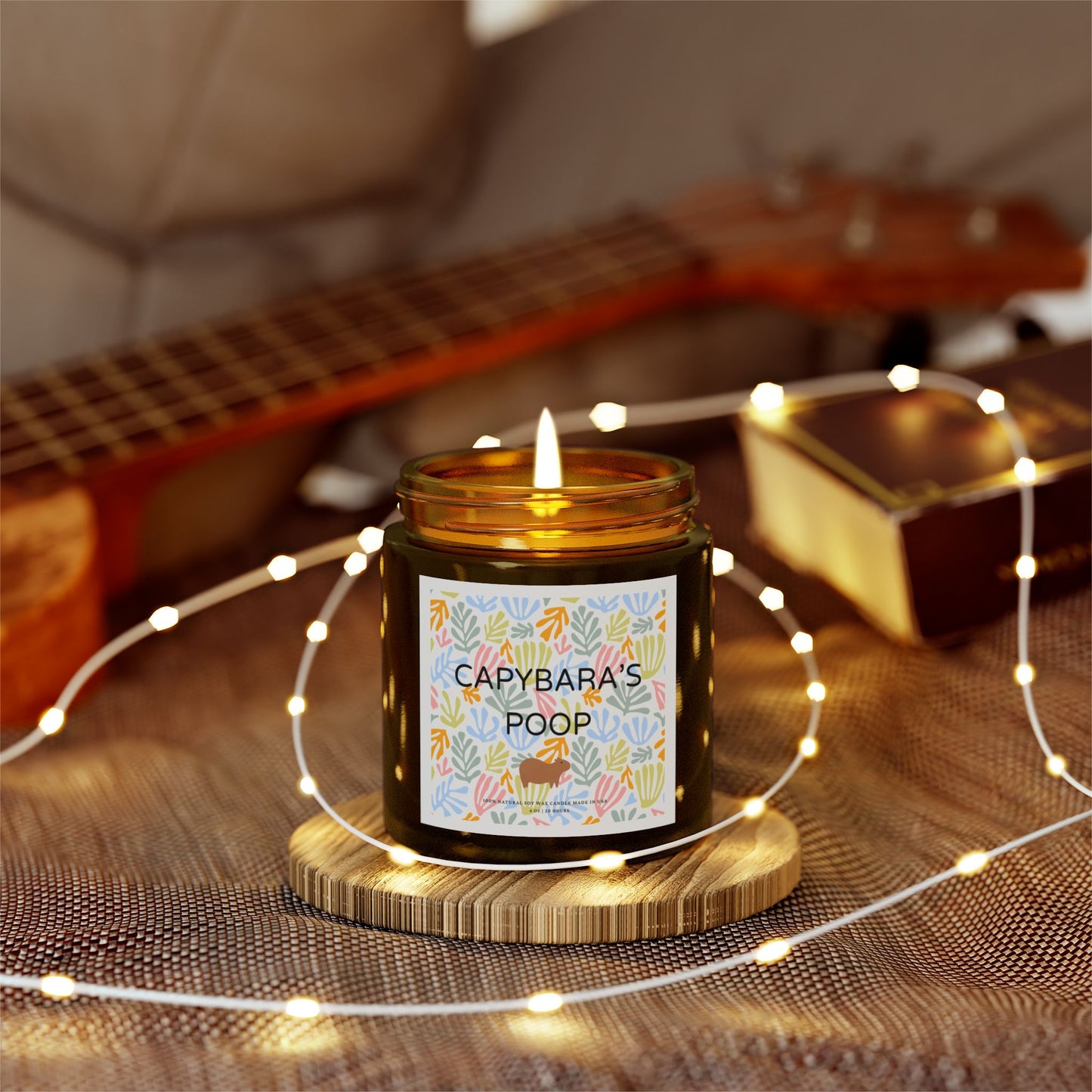 Funny Candle Gift Capybara's Poop in Matisse style