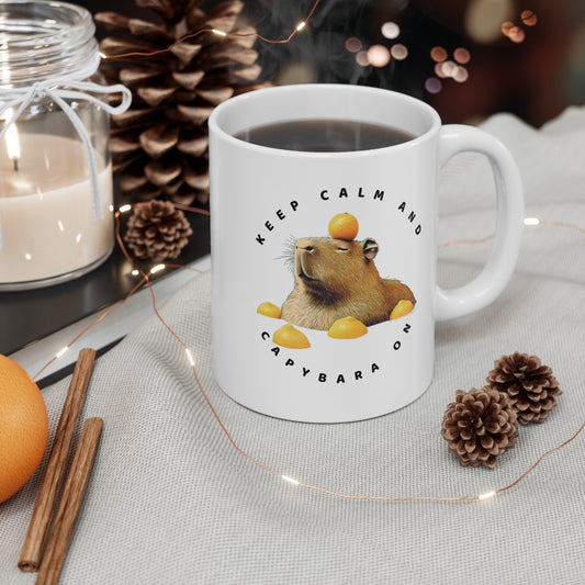 Keep Clam and Capybara On Mug 11oz