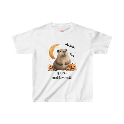 Funny Halloween Capybara T-Shirt, featuring capybara and pumpkin design. For casual wear or costume parties. Available for both adults and kids. Matching outfit for family. Made using 100% US cotton, super comfy, unisex cut design